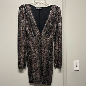 Duochrome snake print party dress
